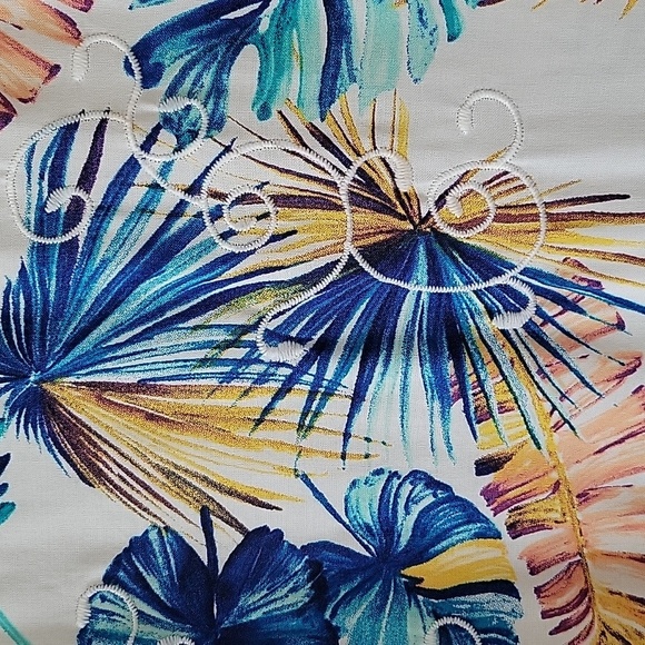 Chico's Palm Print Embroidered Open Front Kimono Size Medium - Picture 8 of 8